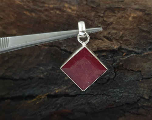 Real red ruby pendant - red,