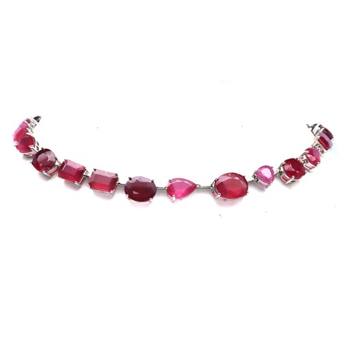 Red ruby necklace 925 sterling - necklace,