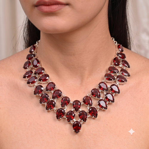 Red garnet gemstone handmade - red,